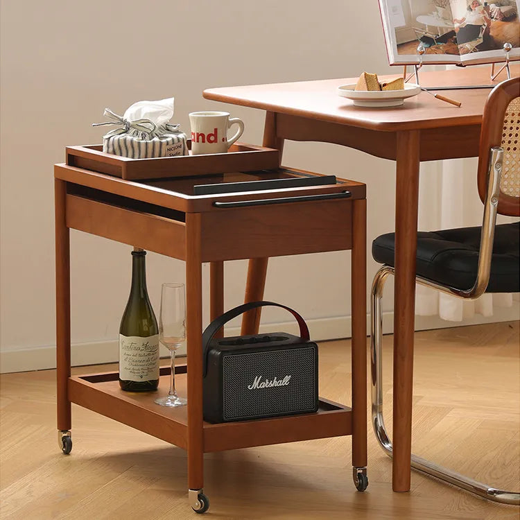 Elegant Boxwood Glass Rolling Cart for Modern Home Décor fpmxm-2783