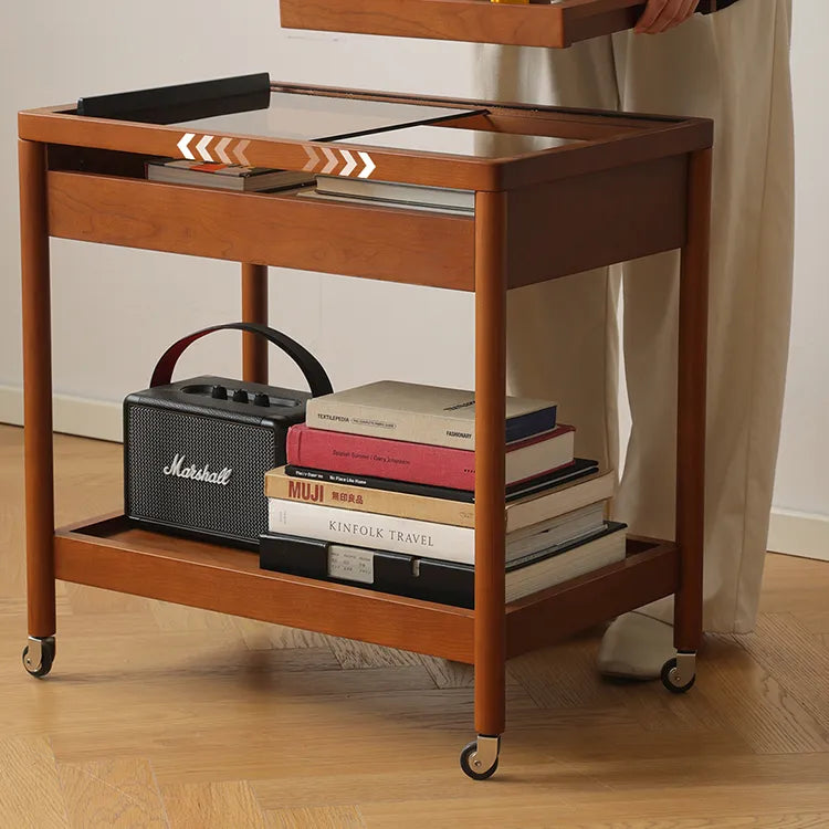 Elegant Boxwood Glass Rolling Cart for Modern Home Décor fpmxm-2783