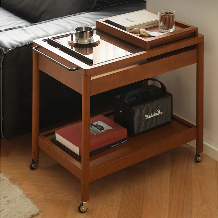 Elegant Boxwood Glass Rolling Cart for Modern Home Décor fpmxm-2783