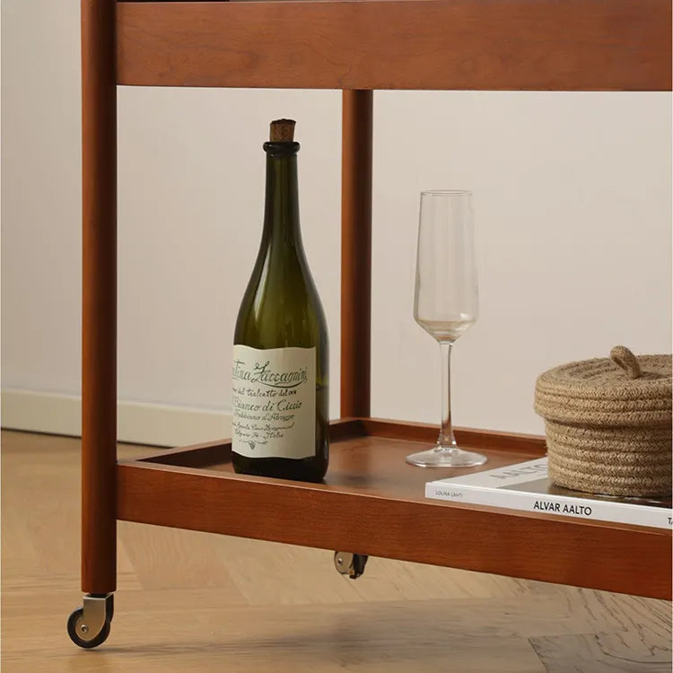 Elegant Boxwood Glass Rolling Cart for Modern Home Décor fpmxm-2783