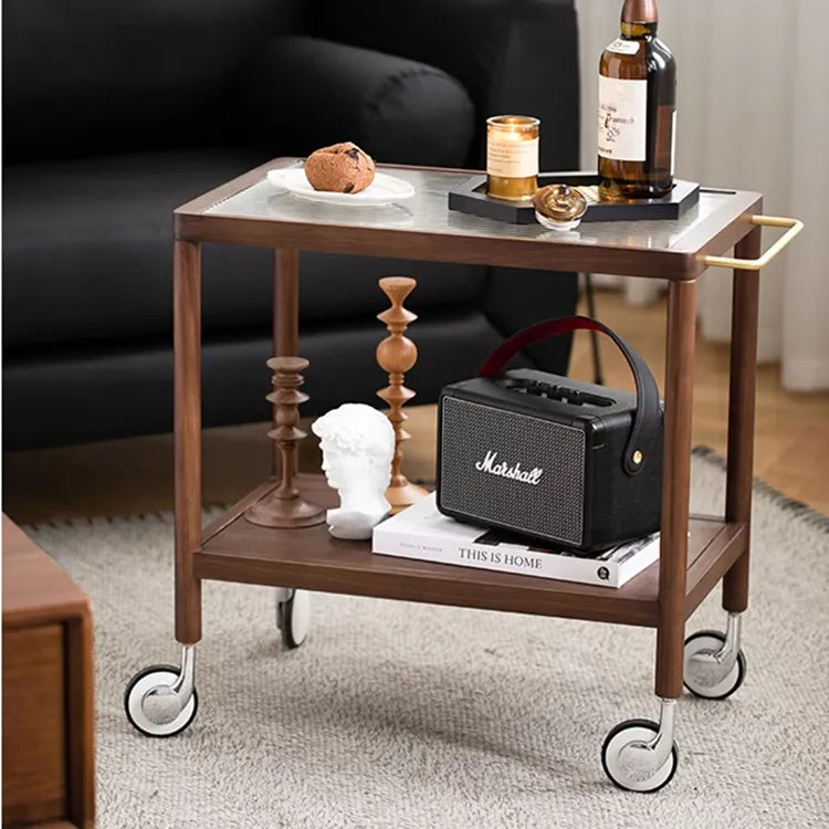 Elegant Boxwood Glass Rolling Cart for Modern Home Décor fpmxm-2783