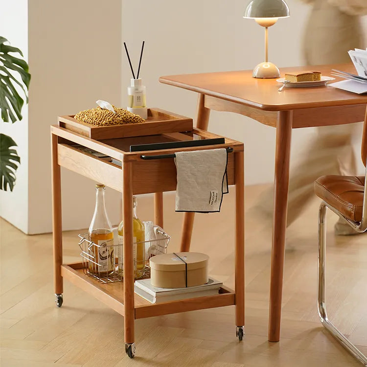Elegant Boxwood Glass Rolling Cart for Modern Home Décor fpmxm-2783