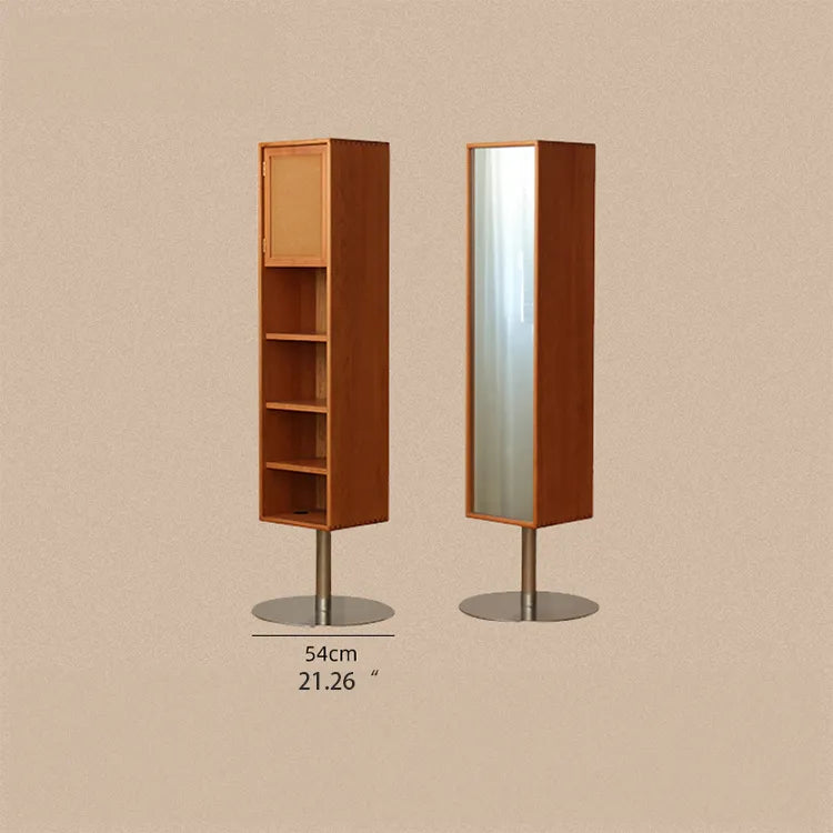 Modern Elegant Standing Mirror with Cherry Wood & Tempered Glass Finish fpmxm-2789