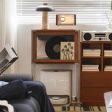 Stylish Boxwood and Glass Cabinet on Wheels - Perfect for Home Organization fpmxm-2792