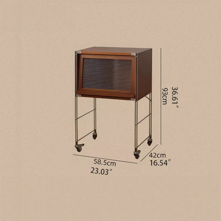 Stylish Boxwood and Glass Cabinet on Wheels - Perfect for Home Organization fpmxm-2792