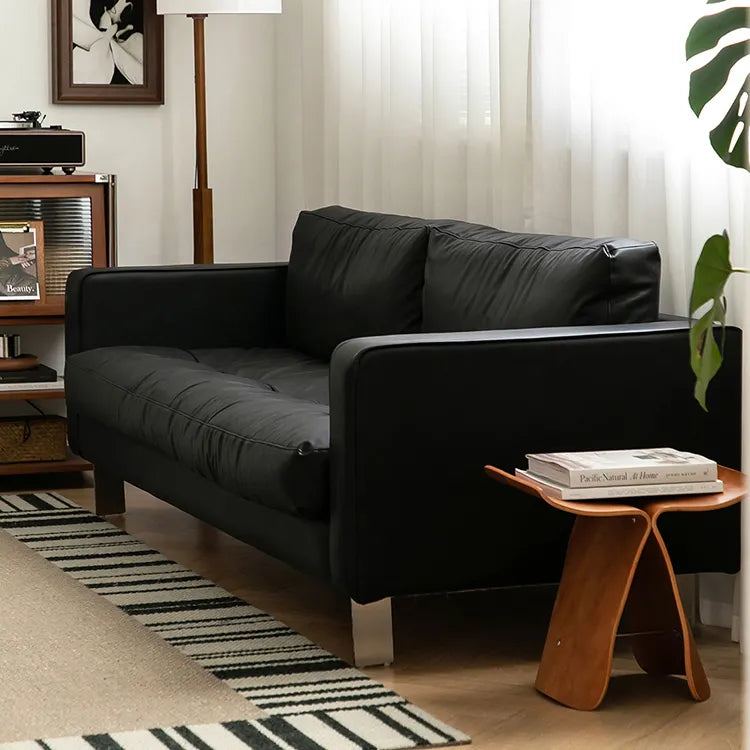 Elegant Black Sofa - Luxurious Jute Goose Down Leathaire for Ultimate Comfort fpmxm-2800