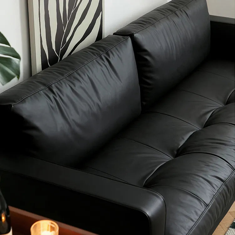 Elegant Black Sofa - Luxurious Jute Goose Down Leathaire for Ultimate Comfort fpmxm-2800