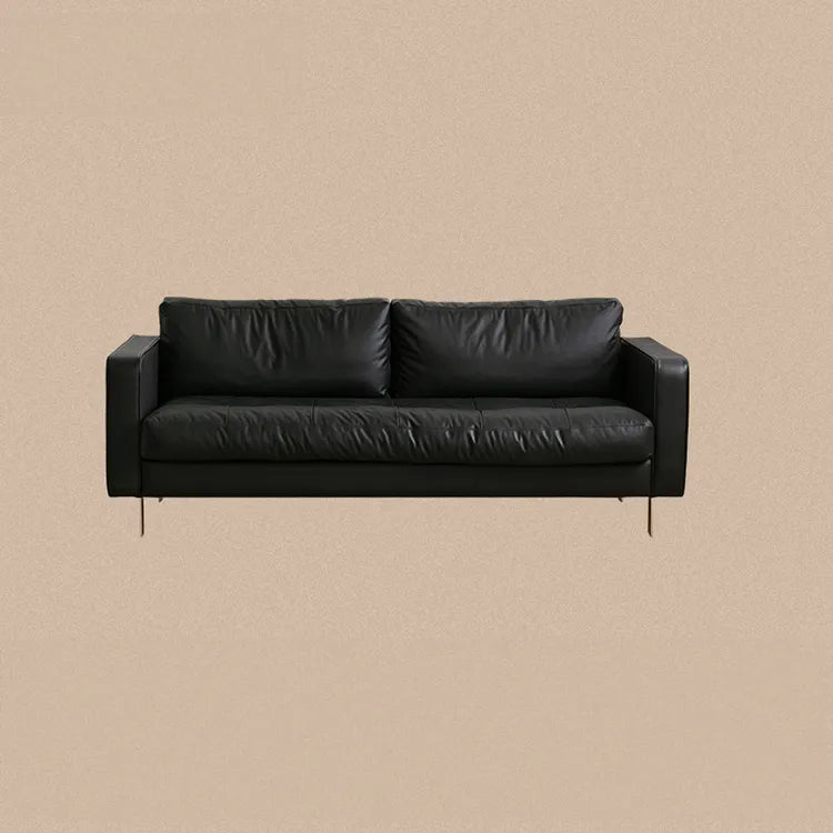 Elegant Black Sofa - Luxurious Jute Goose Down Leathaire for Ultimate Comfort fpmxm-2800