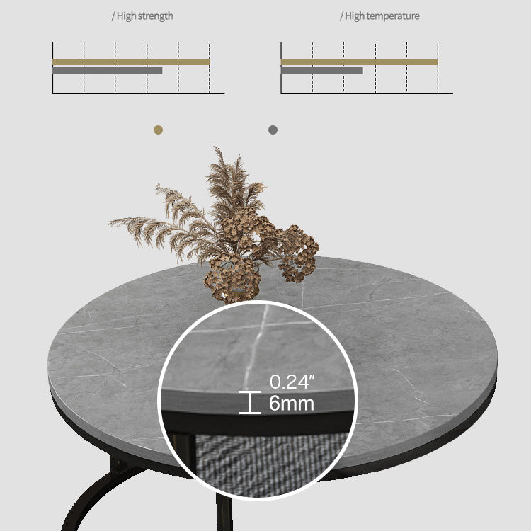 2-Pieces Sintered Stone Round Coffee Table with Storage - Modern Set Design for LIvingroom frg-493