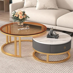 Modern Round Coffee Table with Storage and Metal Legs - Stylish for LIvingroom frg-495