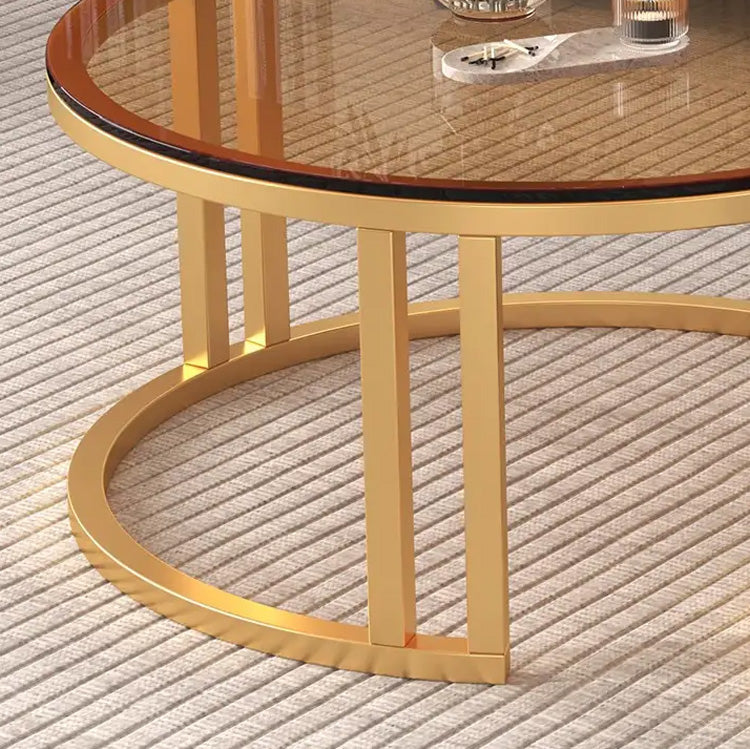 Modern Round Coffee Table with Storage and Metal Legs - Stylish for LIvingroom frg-495