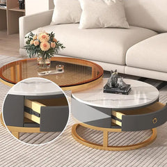 Modern Round Coffee Table with Storage and Metal Legs - Stylish for LIvingroom frg-495