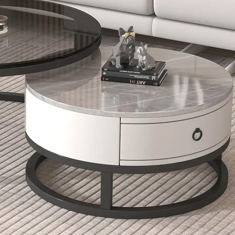 Modern Round Coffee Table with Storage and Metal Legs - Stylish for LIvingroom frg-495