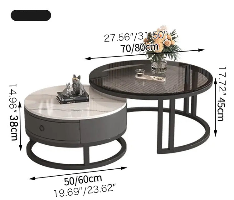 Modern Round Coffee Table with Storage and Metal Legs - Stylish for LIvingroom frg-495