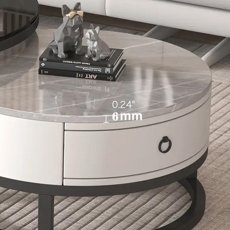 Modern Round Coffee Table with Storage and Metal Legs - Stylish for LIvingroom frg-495