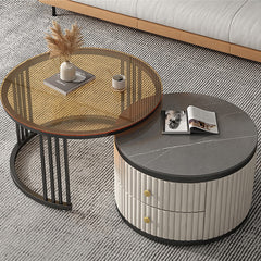 2-Pieces Round Coffee Table with Storage- Perfect for Modern Living Rooms frg-496