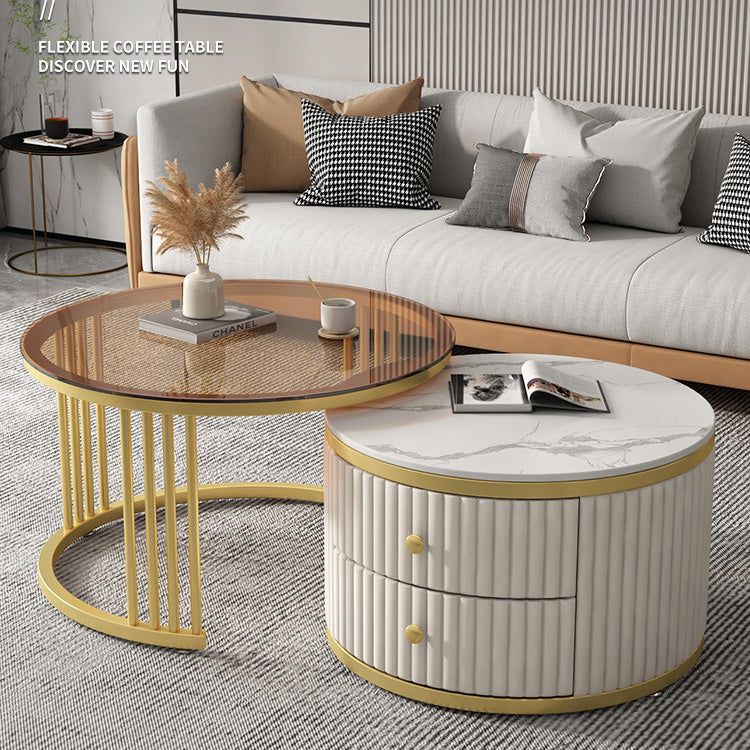 2-Pieces Round Coffee Table with Storage- Perfect for Modern Living Rooms frg-496