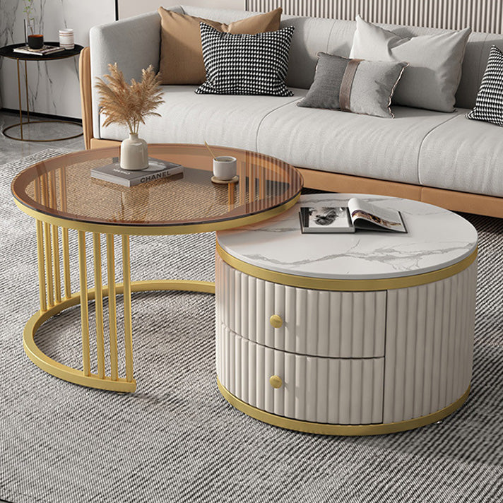 2-Pieces Round Coffee Table with Storage- Perfect for Modern Living Rooms frg-496