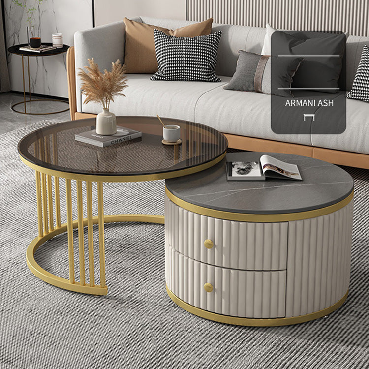 2-Pieces Round Coffee Table with Storage- Perfect for Modern Living Rooms frg-496