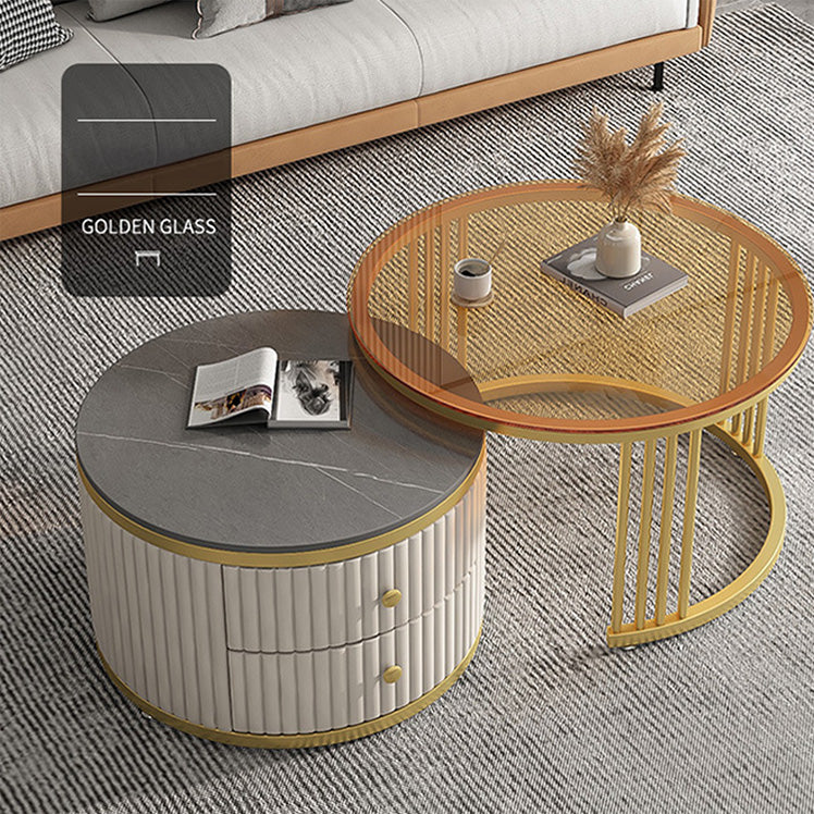 2-Pieces Round Coffee Table with Storage- Perfect for Modern Living Rooms frg-496