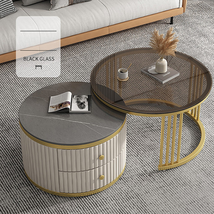 2-Pieces Round Coffee Table with Storage- Perfect for Modern Living Rooms frg-496