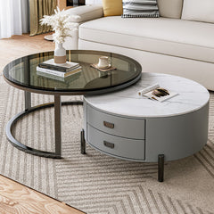 2-Pieces Round Coffee Table with Storage - Modern Design with Metal Legs frg-497