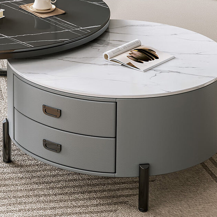 2-Pieces Round Coffee Table with Storage - Modern Design with Metal Legs frg-497