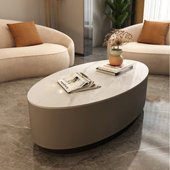 Oval Coffee Table with Storage in Sintered Stone - Modern for LIvingroom frg-498