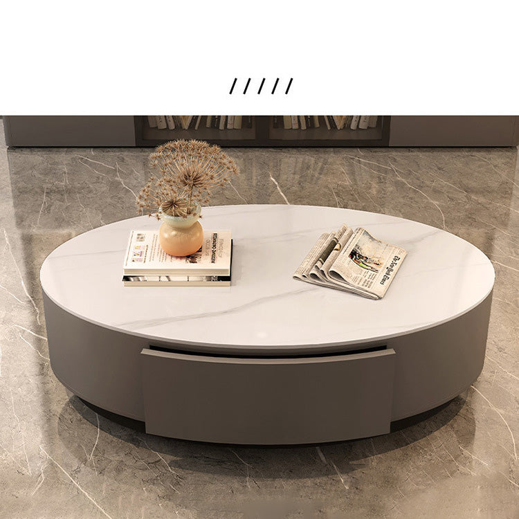 Oval Coffee Table with Storage in Sintered Stone - Modern for LIvingroom frg-498