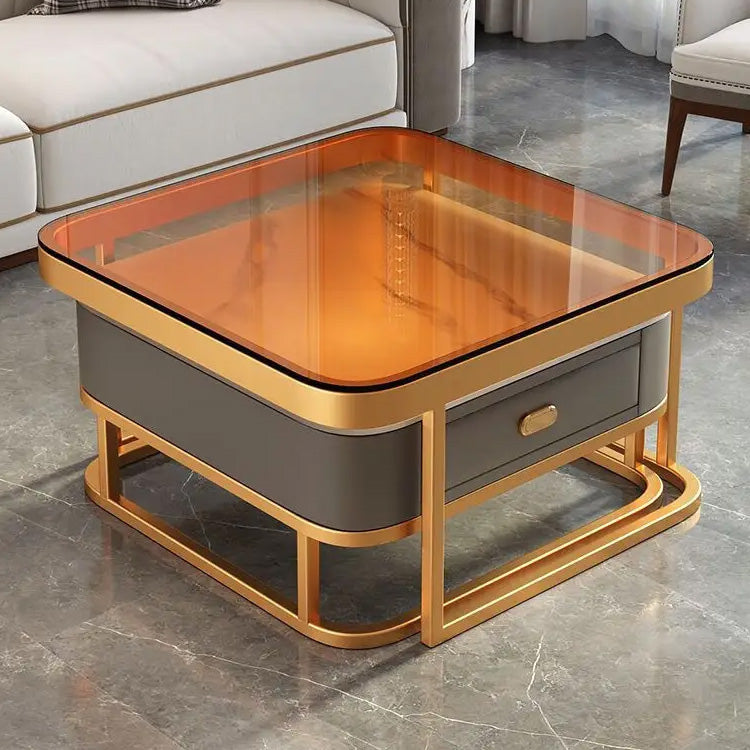 2-Pieces Square Coffee Table with Sintered Stone Top and Drawer Storage for LIvingroom frg-499