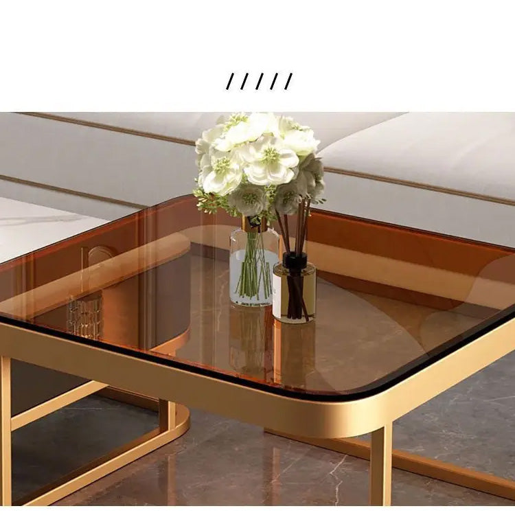 2-Pieces Square Coffee Table with Sintered Stone Top and Drawer Storage for LIvingroom frg-499