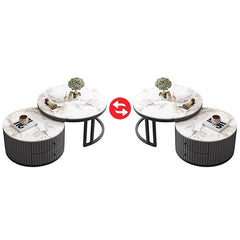 2-Pieces Round Coffee Table with Sintered Stone Top and Storage - Luxurious Modern Design for LIvingroom frg-501