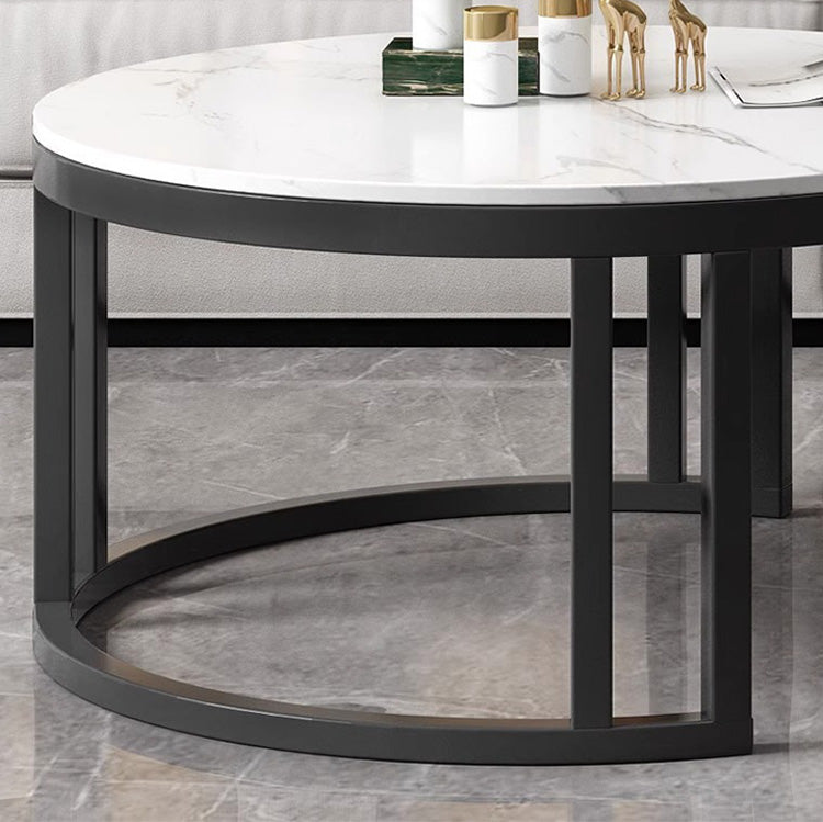 2-Pieces Round Coffee Table with Sintered Stone Top and Storage - Luxurious Modern Design for LIvingroom frg-501