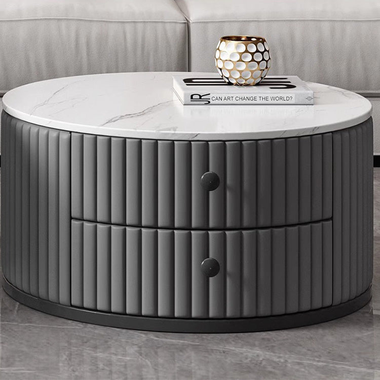 2-Pieces Round Coffee Table with Sintered Stone Top and Storage - Luxurious Modern Design for LIvingroom frg-501