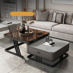 2-Pieces Square Coffee Table with Storage and Metal Legs - Modern for LIvingroom frg-504