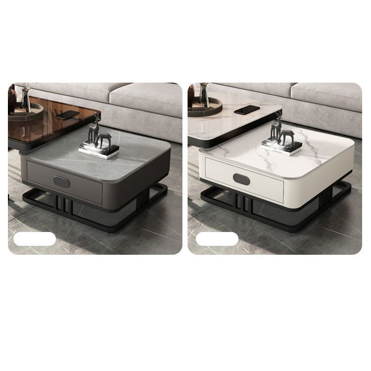 2-Pieces Square Coffee Table with Storage and Metal Legs - Modern for LIvingroom frg-504