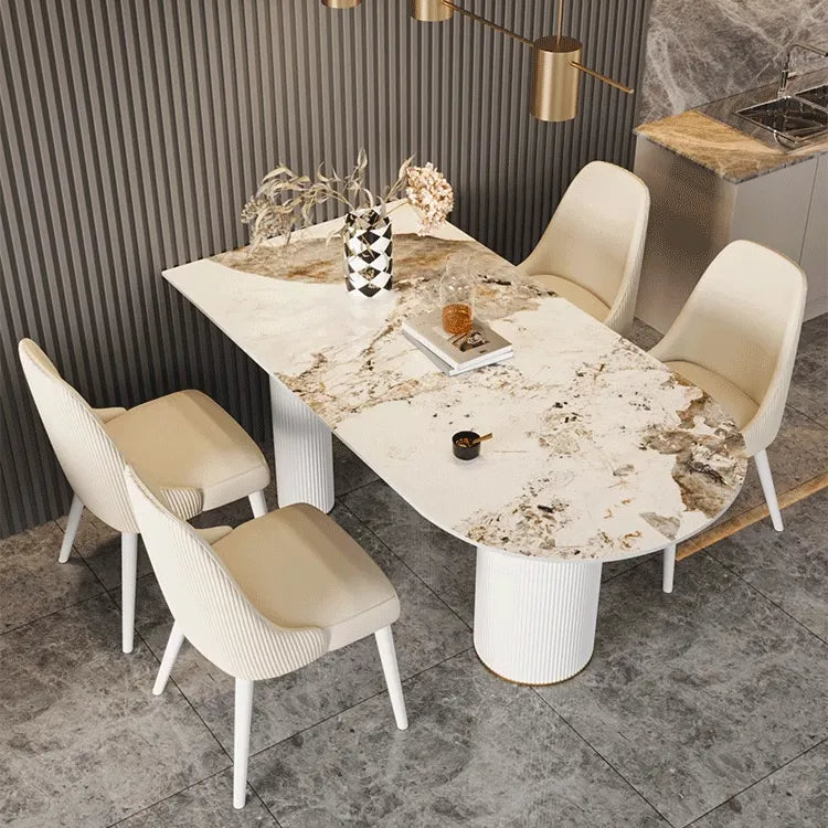 Italian-Style Sintered Stone Table with Elegant Faux Leather Finish fsdb-2248