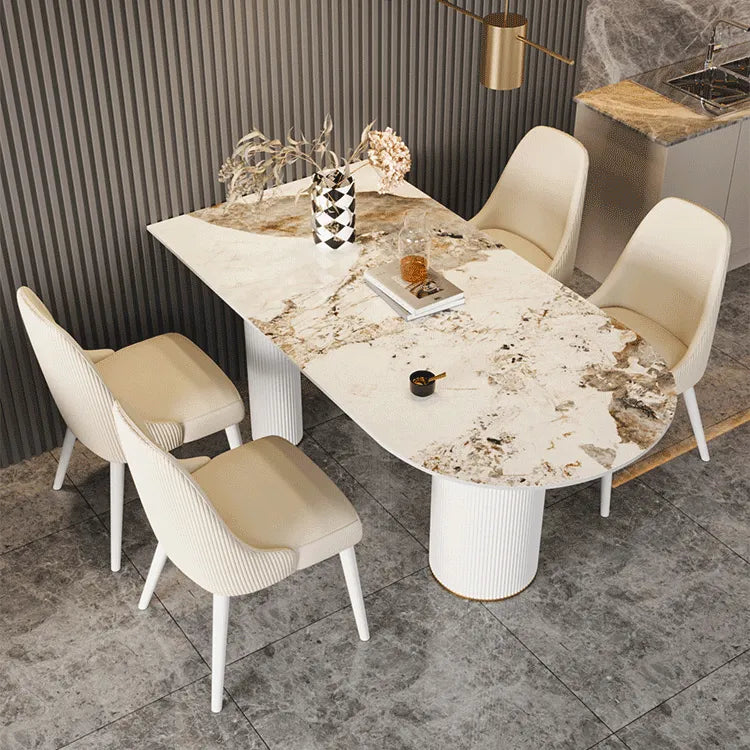 Italian-Style Sintered Stone Table with Elegant Faux Leather Finish fsdb-2248