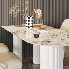 Italian-Style Sintered Stone Table with Elegant Faux Leather Finish fsdb-2248