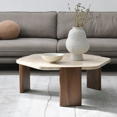 Modern Walnut Stone Coffee Table – Elevate Your Living Space with Style fsdb-2255