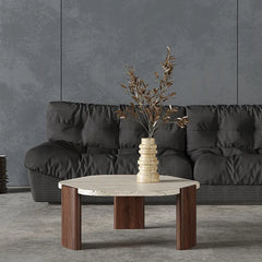 Modern Walnut Stone Coffee Table – Elevate Your Living Space with Style fsdb-2255