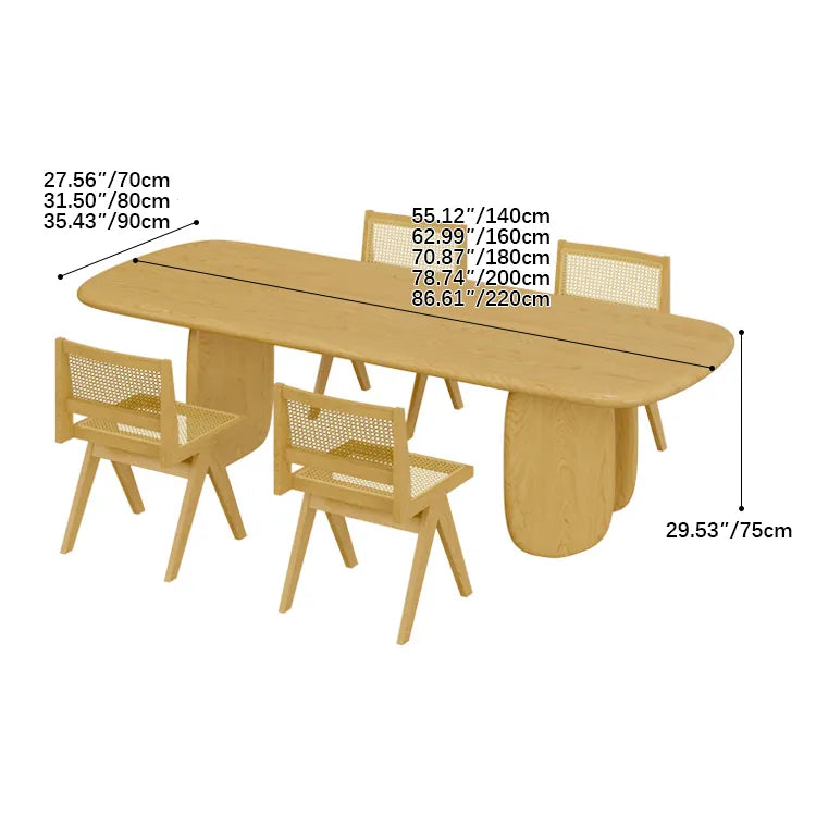 Stylish Pine Wood Rattan Dining Table – Perfect for Modern Interiors fsdb-2257