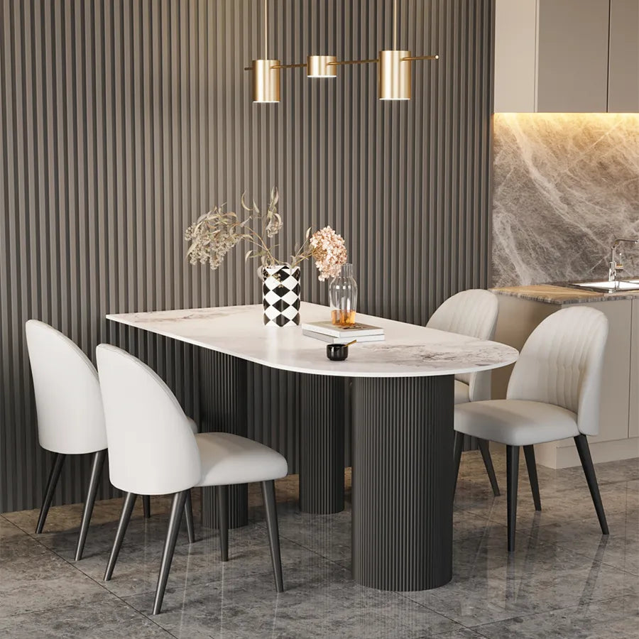 Modern Sintered Stone Faux Leather Dining Table - Sleek Design for Stylish Homes fsdb-2268