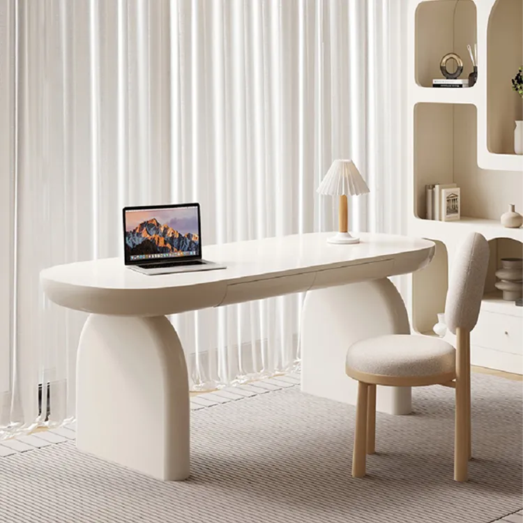 Modern Sleek White Wood Desk - Stylish Workspace Table for Home Offices fsdb-2271