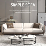 Modern Light Gray Sofa with Dark Brown Pine Wood Frame and Faux Leather Accents fsj-1029