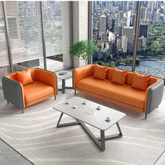 Modern Orange & Gray Faux Leather Sofa with Pine Wood Frame fsj-1030