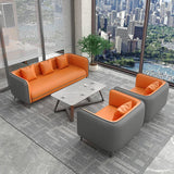 Modern Orange & Gray Faux Leather Sofa with Pine Wood Frame fsj-1030