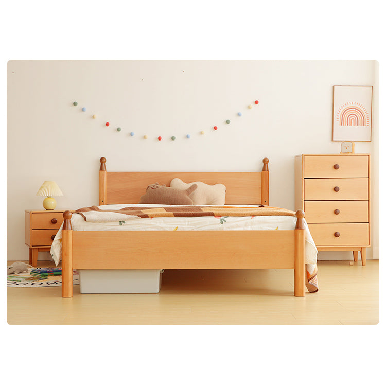 Premium Natural Beech and Pine Wood Bed - Stylish & Durable Design fslmz-1082