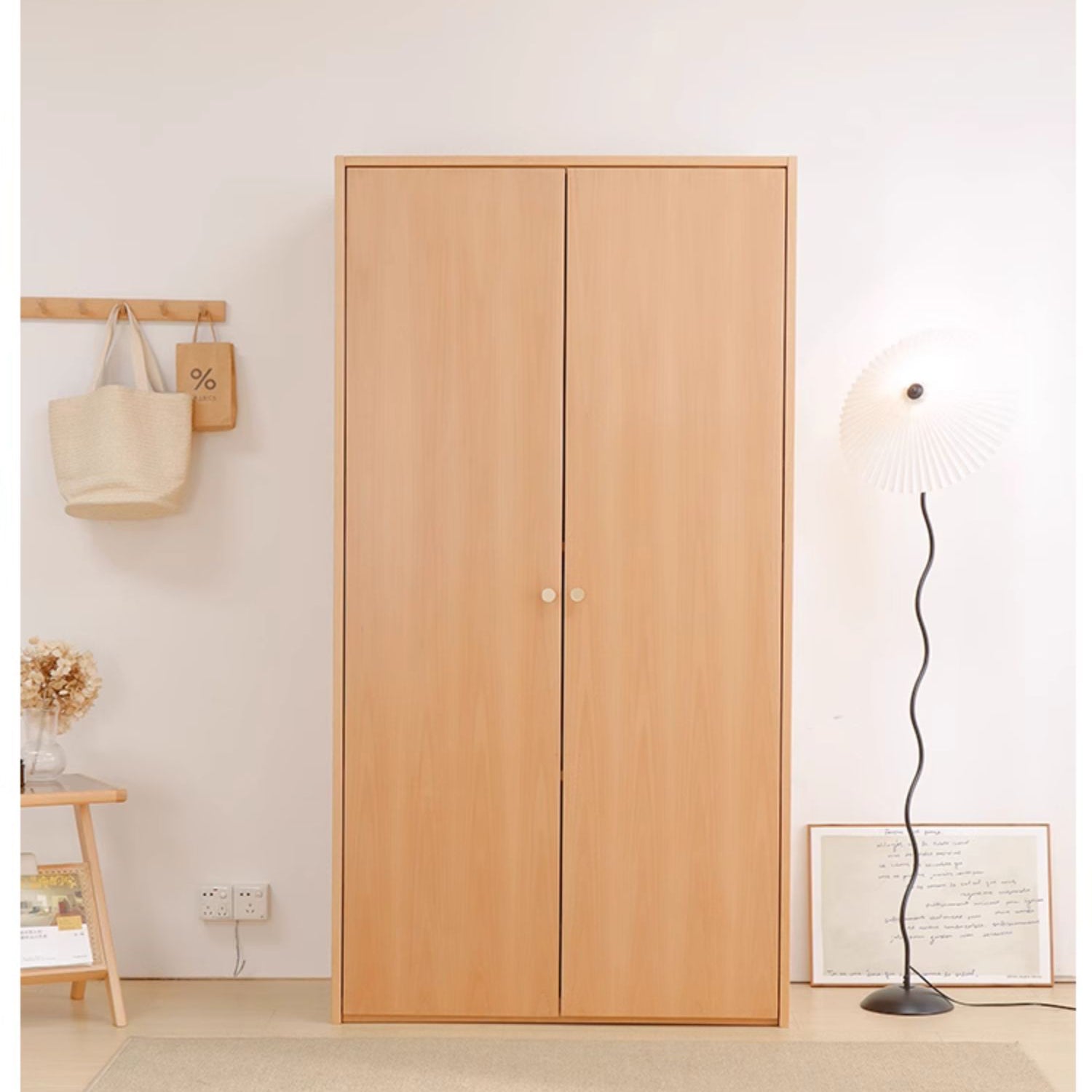 Stylish Natural Beech Wood Wardrobe – Modern and Durable Storage Solution fslmz-1083