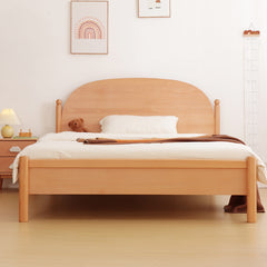 Elegant Bed Frame in Natural Beech and Pine Wood - Durable and Stylish fslmz-1084